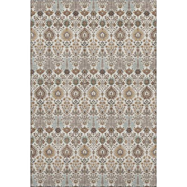 Mayfield Premium Machine Washable Abstract AMF2251 Ivory 3 ft. x 5 ft. Area Rug