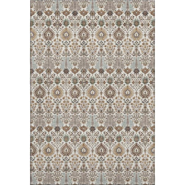 Mayfield Premium Machine Washable Abstract AMF2251 Ivory 9 ft. x 12 ft. Area Rug
