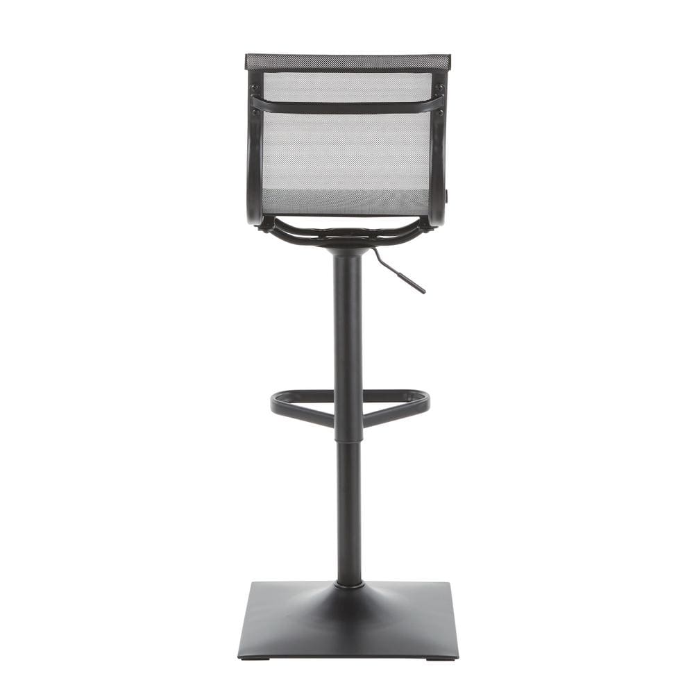 Mirage Contemporary Adjustable Swivel Barstool in Black and Silver Mesh