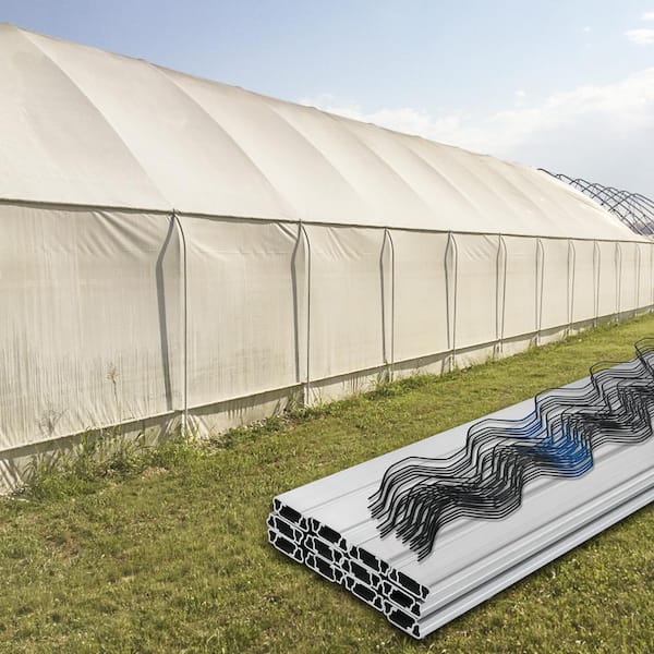 VEVOR Lock Channel 50 Pcs 6.56 ft. Spring Lock and U-Channel Bundle Plastic Poly Film or Shade Cloth Attachment, Silver