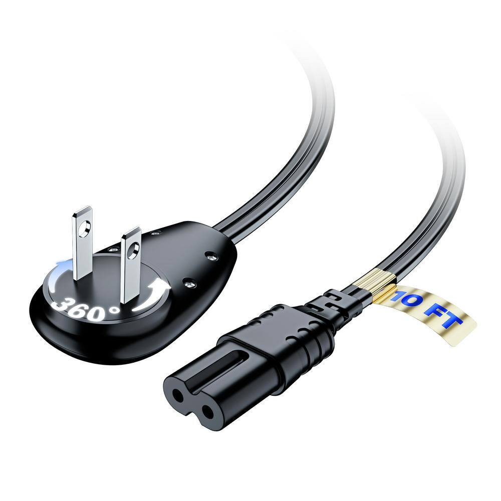 10 ft. 16/2 Light Duty Indoor C7 Cord with 360° Rotating 2-Prong Flat Plug, Black price history on PriceWatchPro