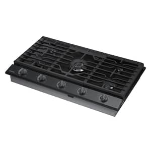 36 in. Gas Cooktop in Fingerprint Resistant Black Stainless with 5 Burners including Power Burner with Wi-Fi