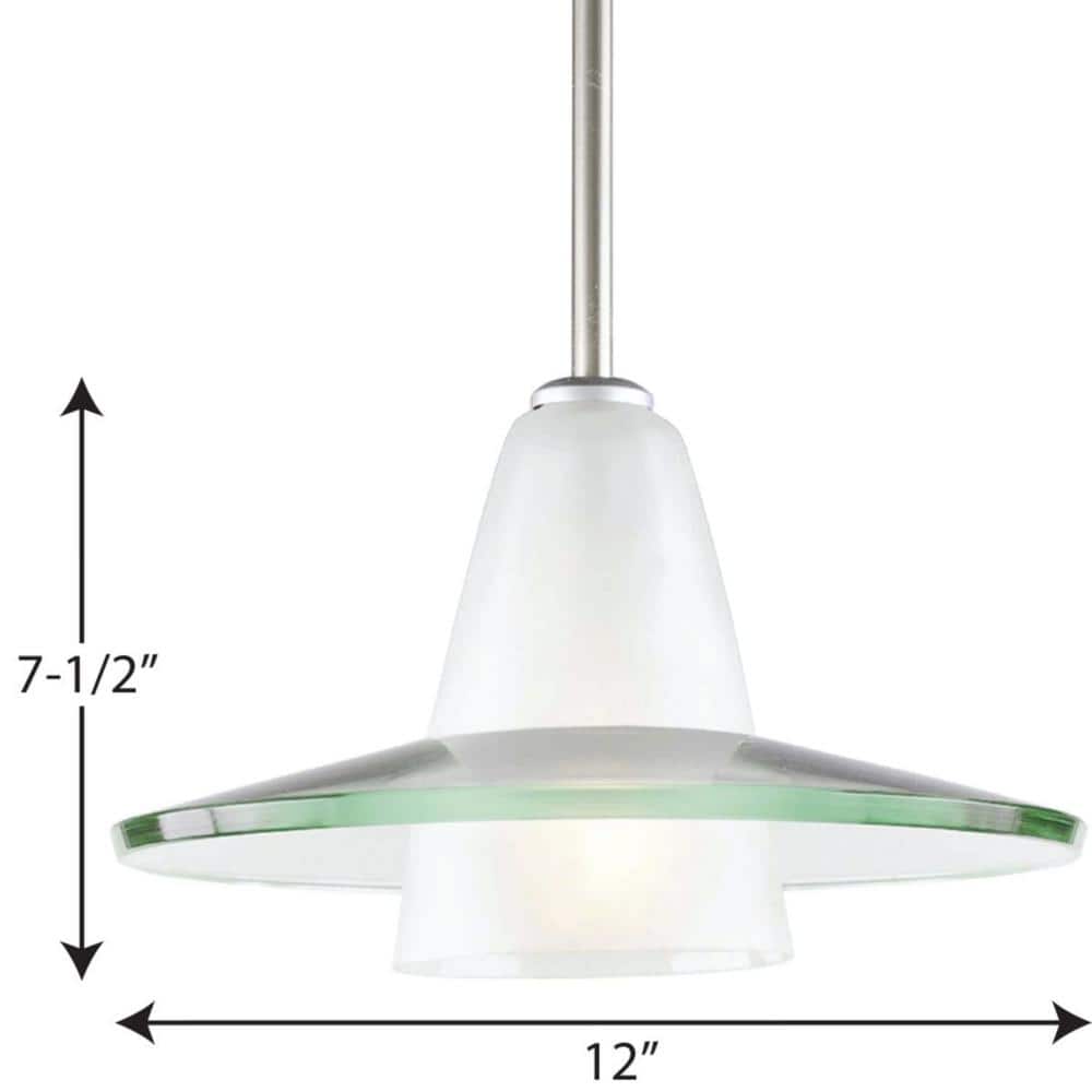 Helix 13'' Brushed Nickel Mini-Pendant with Clear and Etched Glass Shade