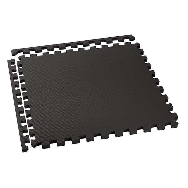 We Sell Mats Black 3/4" Thick (48 sq ft) Multipurpose Foam Exercise Gym Flooring Trade Show Tiles, 24 in W x 24 in L (12 tiles/pack)