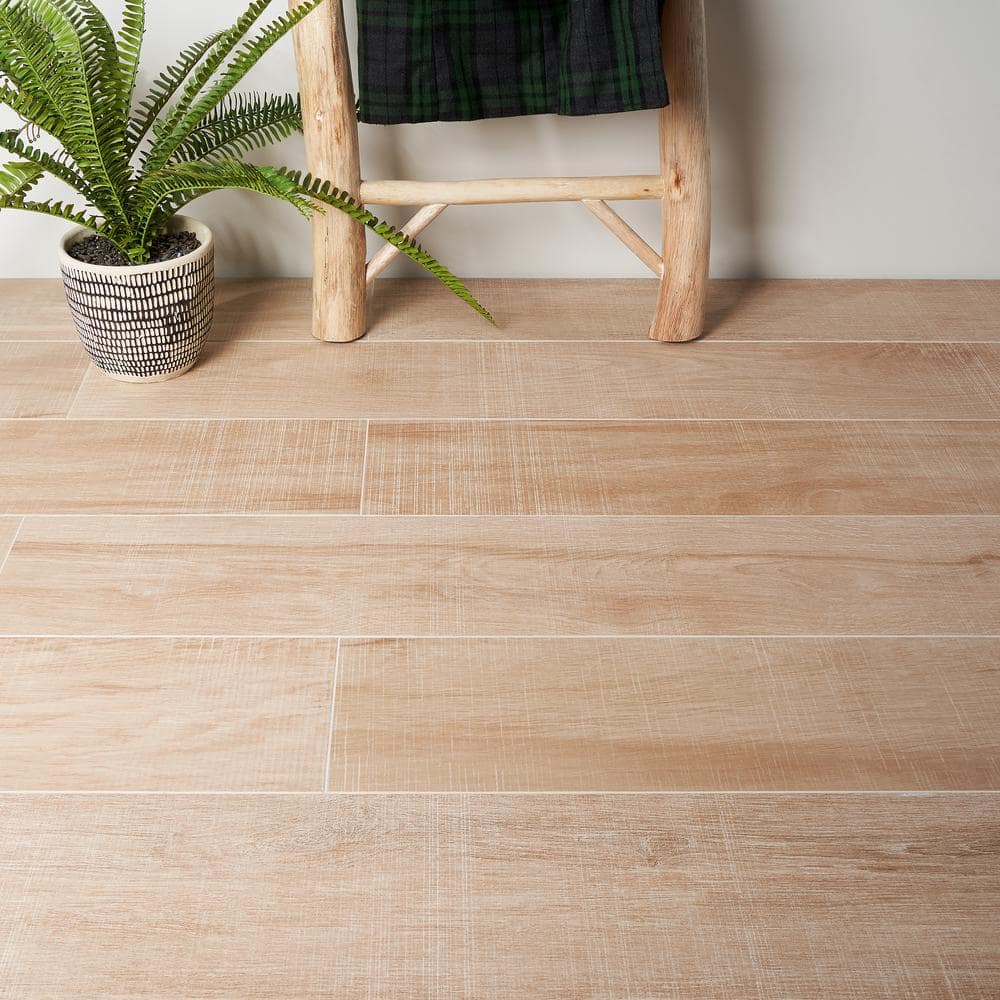 Maple 8" x 48" Matte Porcelain Wood Look Floor and Wall Tile