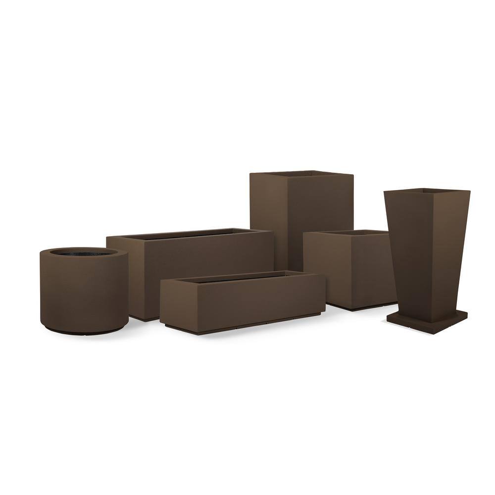 Extra Large Brown Poly-Stone Rectangle Trough Planter