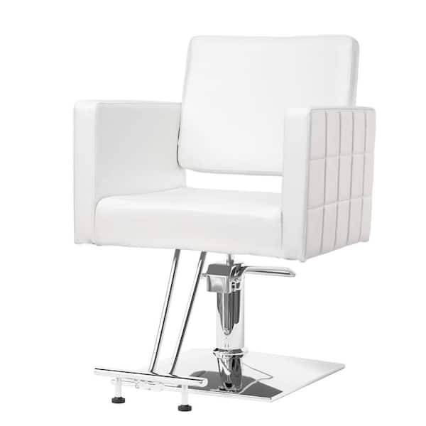 Karl home Faux Leather Seat Swivel Salon Chair in White