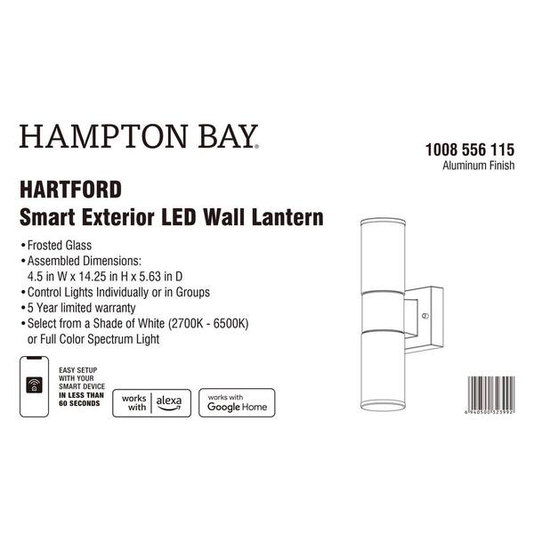 Hampton Bay Hartford 14.25 in. Silver Hardwired LED Smart Outdoor