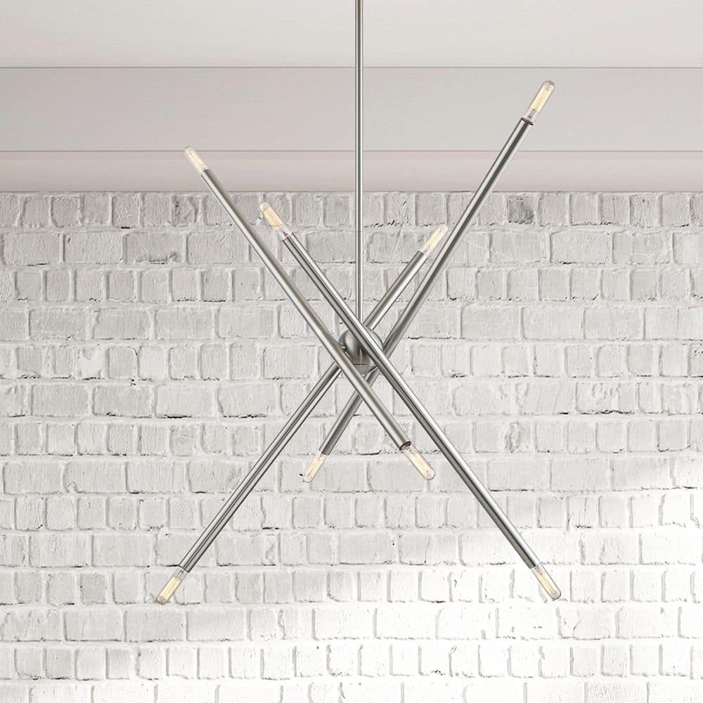 Soho Asymmetrical 8-Light Brushed Nickel Sputnik Chandelier