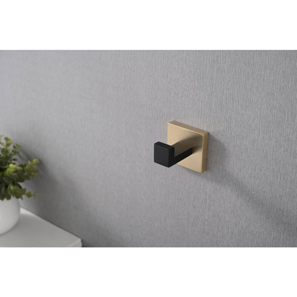 8-Piece Matte Black and Gold Stainless Steel Bathroom Hardware Set
