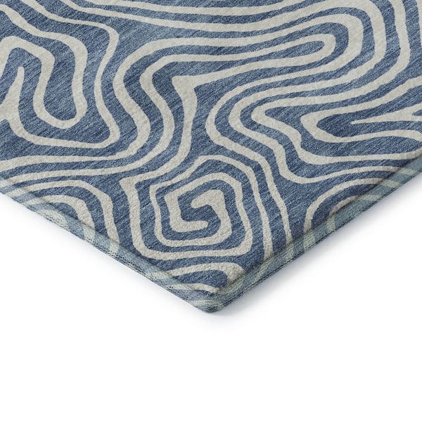 Mayfield Premium Machine Washable Abstract AMF1030 Denim 8 ft. x 10 ft. Area Rug