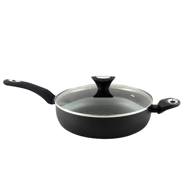 Unbranded Allston 4.5 qt. Aluminum Nonstick Saute Pan in Black with Glass Lid