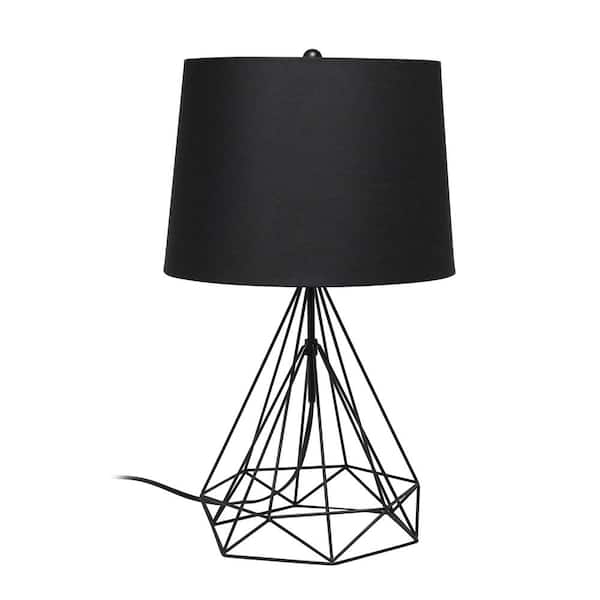 Lalia Home 23.5 in. Black Matte Geometric Wired Table Lamp with Fabric Shade