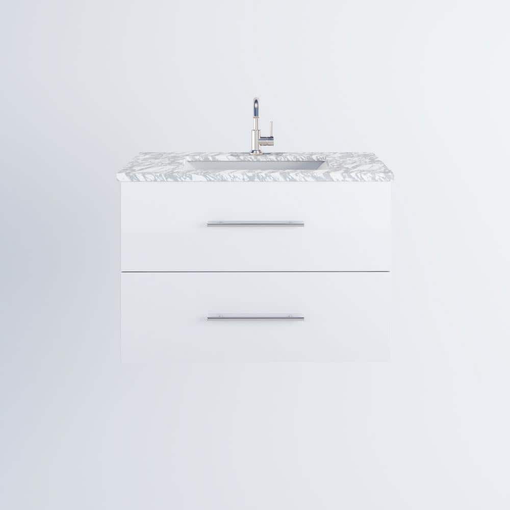 Napa 36 W x 22 D x 21-3/4 H Single Sink Bathroom Vanity Wall Mounted in Glossy White with Carrera Marble Countertop price history on PriceWatchPro