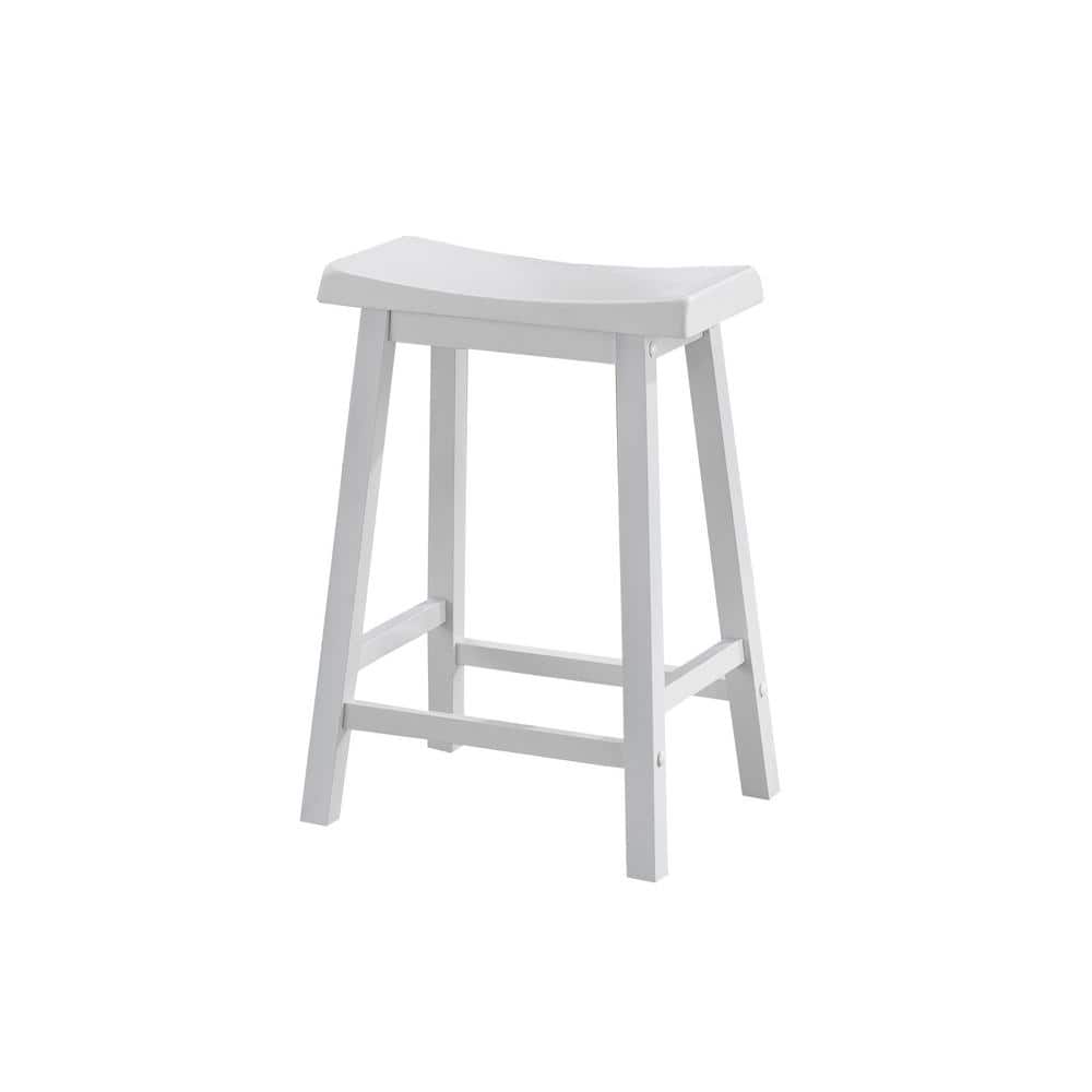 Monarch Specialties Saddle Seat 24 in. White Bar Stool (Set of 2) I ...