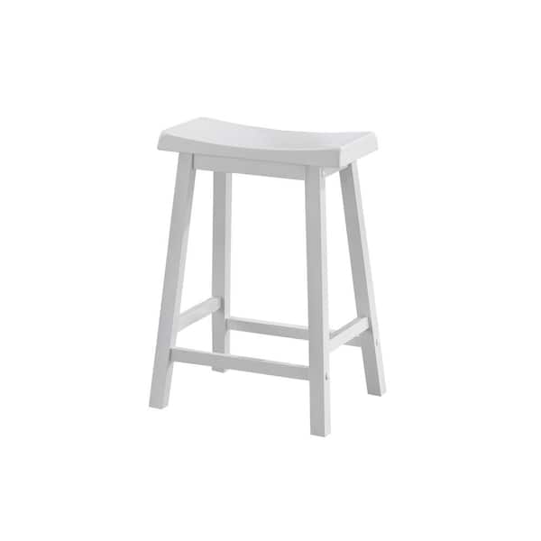 Monarch Specialties Saddle Seat 24 in. White Bar Stool (Set of 2)