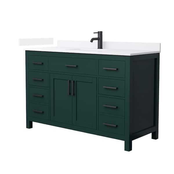 Beckett 54 in. Single Freestanding Green Bath Vanity with White Quartz Top (Assembled)