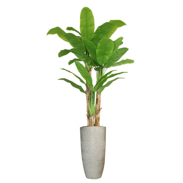 VINTAGE HOME Artificial Faux Real Touch 7.17 ft. Tall Banana Tree with Fiberstone Planter