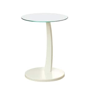 Jasmine 24 in. White/Clear, Particle Board, Tempered Glass - Accent Table
