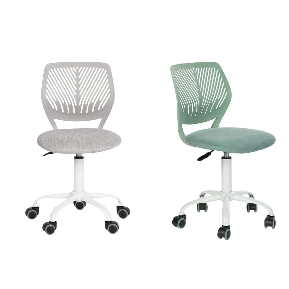 Carnation Mesh Ergonomic Swivel Task Chair Set of 2 in Green Gray with Adjustable Height and Back Support for Teens -  Homy Casa, CARNATION GREN2