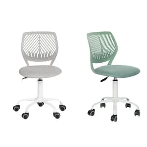 Carnation Mesh Ergonomic Swivel Task Chair Set of 2 in Green Gray with Adjustable Height and Back Support for Teens