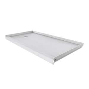 60 in. L x 30 in. W Single Threshold Alcove Shower Pan Base with Left Hand Drain in Sea Salt