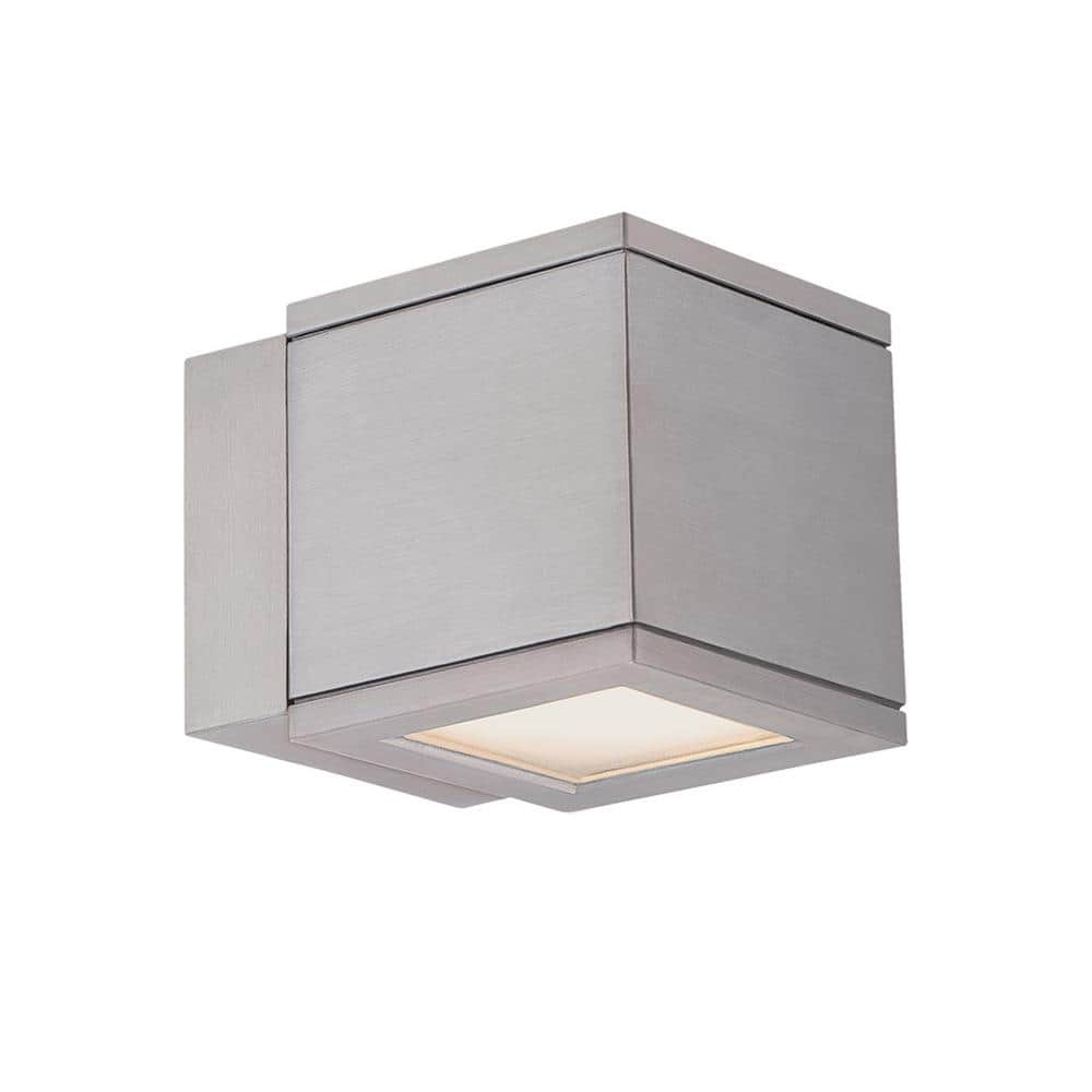 Sleek Silver Rubix 5'' LED Outdoor Wall Light - Energy Efficient