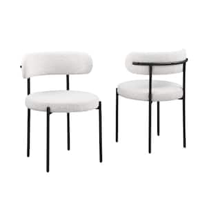 Drexel 30 in. H Boucle Fabric Cream Dining Chairs (Set of 2)