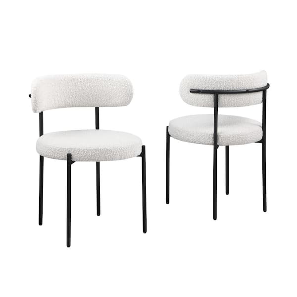 Best Master Furniture Drexel 30 in. H Boucle Fabric Cream Dining Chairs (Set of 2)
