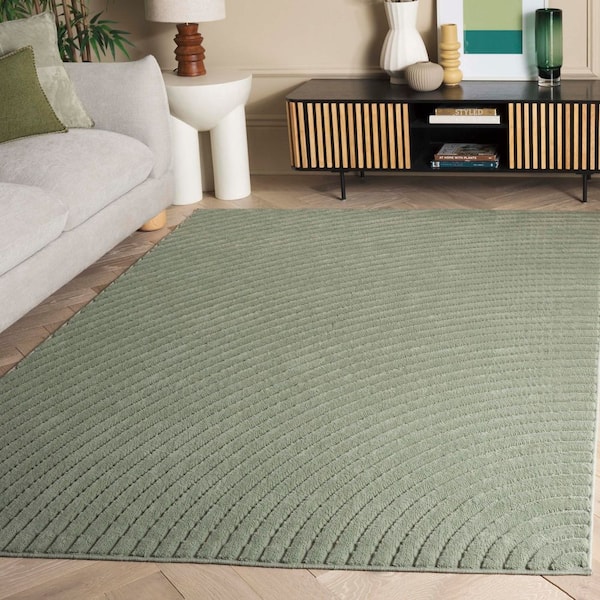 Selena 9 ft. x 12 ft. Green Solid Wave Area Rug