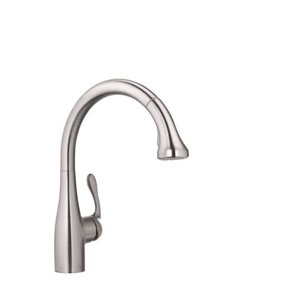 Hansgrohe Allegro E Single-Handle Pull-Out Sprayer Kitchen Faucet in Steel Optik