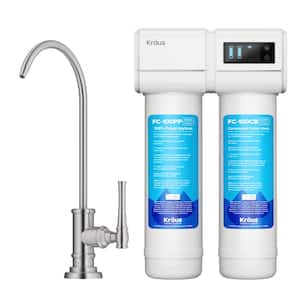 Purita 2-Stage Under-Sink Filtration System with Allyn Single Handle Filter Faucet in Spot-Free Stainless Steel