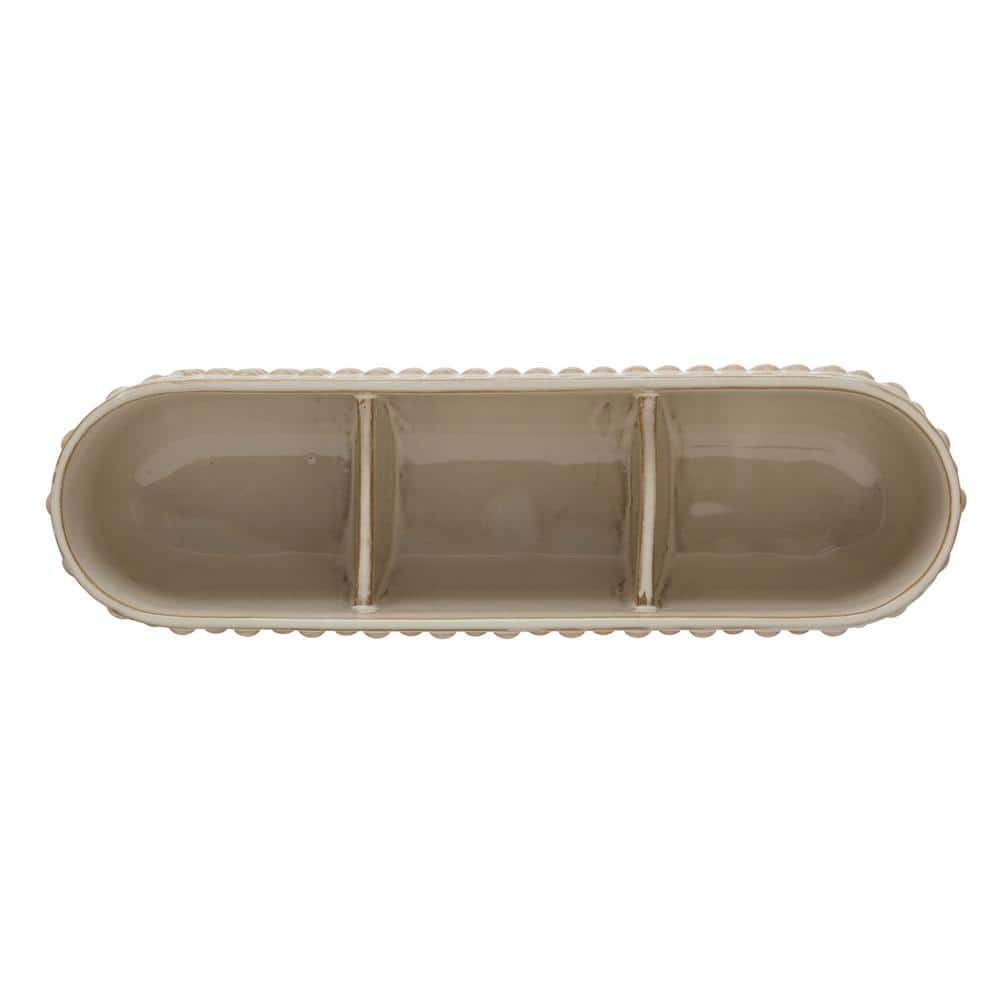 White Stoneware Hobnail Window Planter with Reactive Glaze Finish
