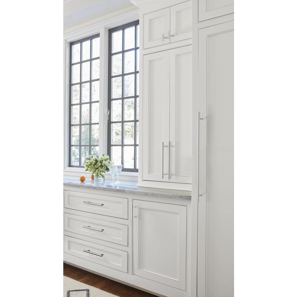 Polished Nickel Modern Bar Cabinet Pulls with Mounting Hardware