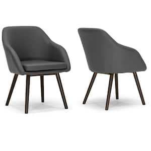 Adaya Grey Faux Leather Arm Chair with Beech Legs (Set of 2)