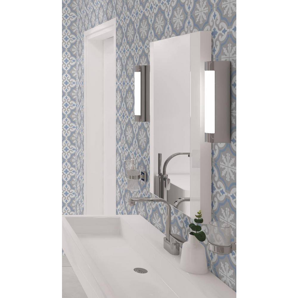 Bliss 8" Gray and Blue Porcelain Moroccan Tile