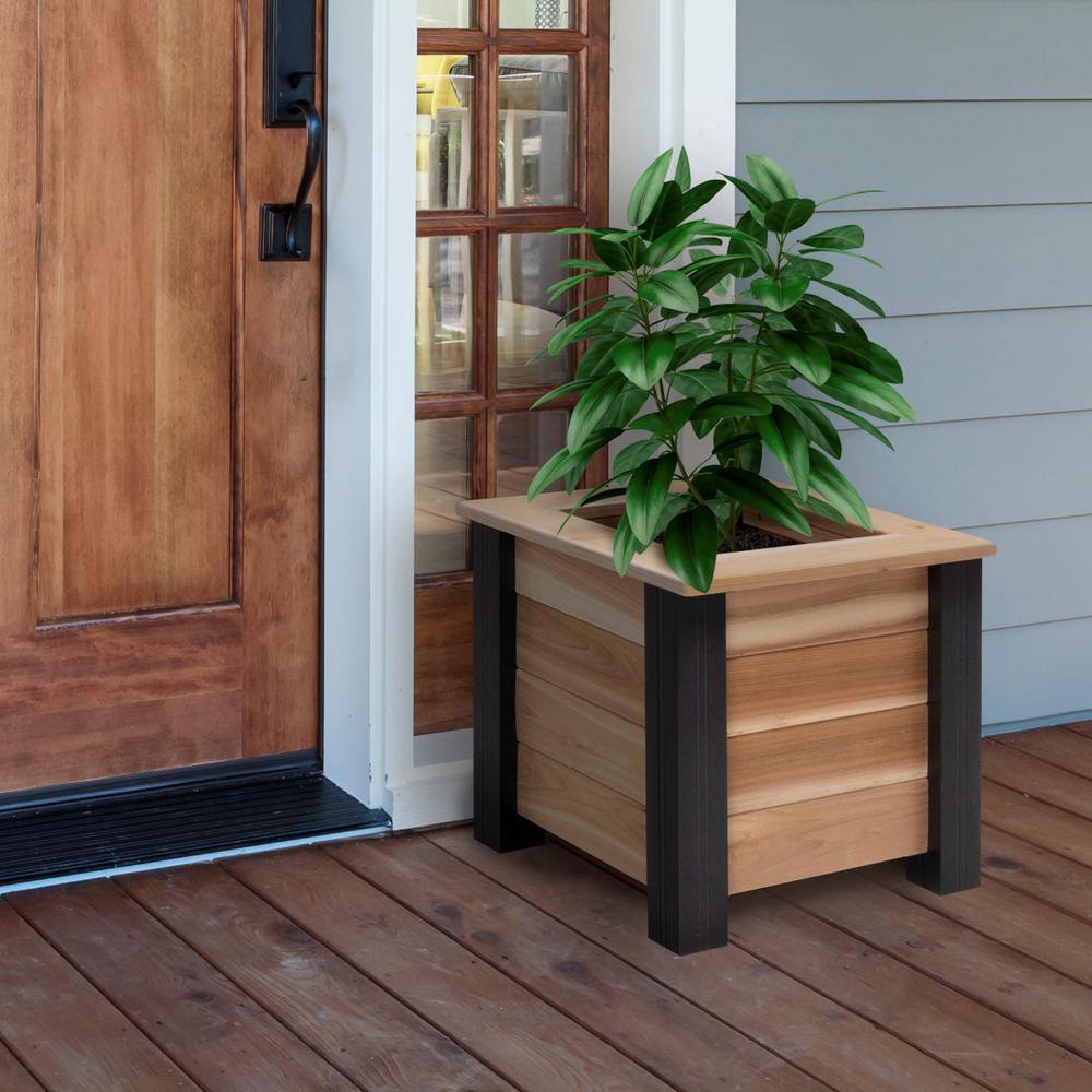 Medium Cedar and Vinyl Square Planter Box