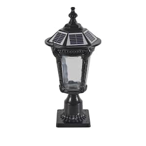 19 in. 1-Light Black Outdoor Solar Aluminium Waterproof  Landscape Post Light with Pier Mount Light with LED