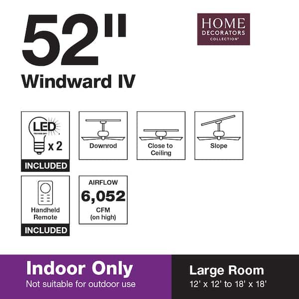 Windward IV 52 in. LED Indoor Brushed Nickel Ceiling Fan with Light Kit and Remote Control