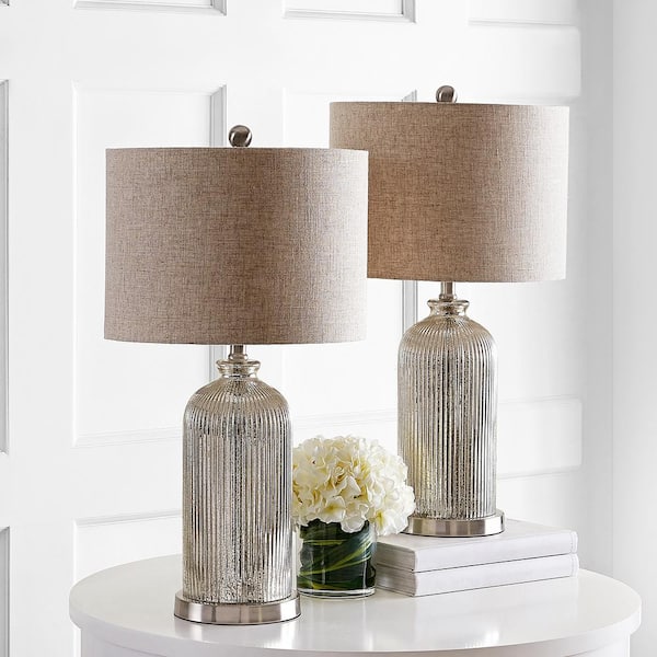 Ashson 26 in. Silver/Ivory Table Lamp