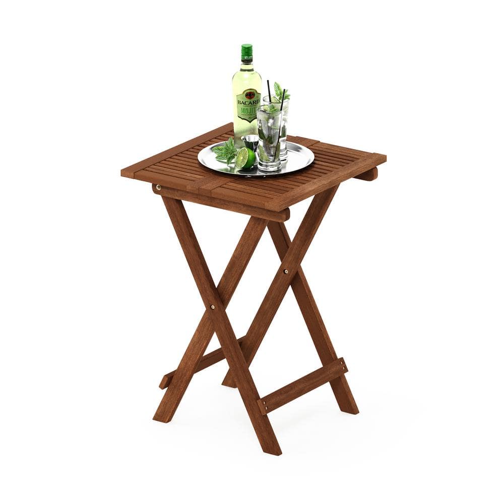 Tioman Medium Brown Wood Folding Outdoor End Table