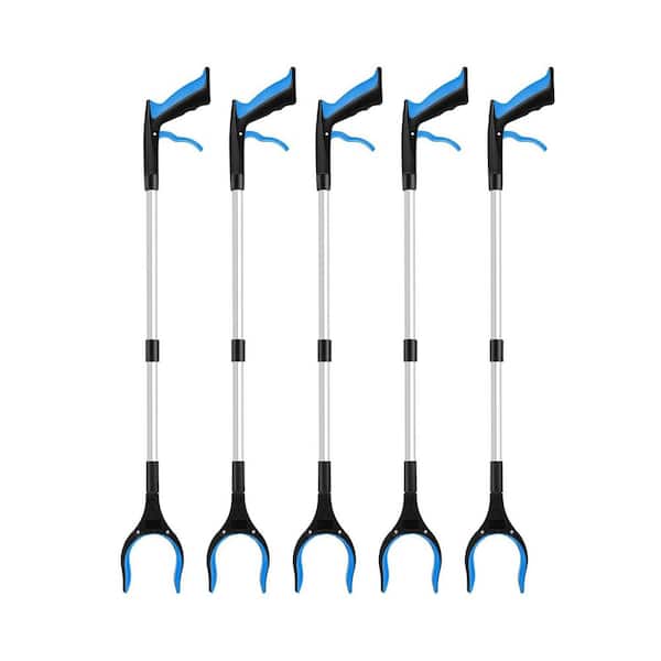 32  in. Grabber Reacher Tool Foldable 360 Degree Rotating Head Wide Jaw Anti-Slip Pickup Tool 6 Pack Blue