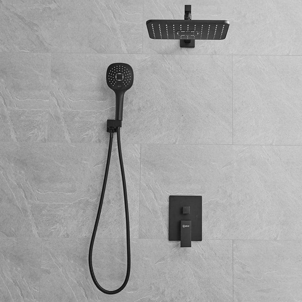 Matte Black Stainless Steel Rain Shower System with Handheld