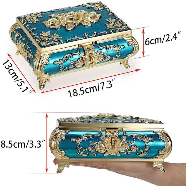 Metal Decorative Jewelry Box Vintage Treasure Chest Case Ornate