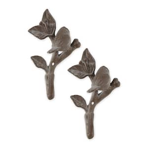 Cast Iron Bird with Leaves Wall Hook (Set of 2)