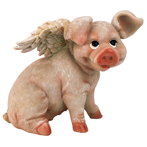 Design Toscano 7 in. H Hog Heaven Flying Pigs Collection Sitting Statue