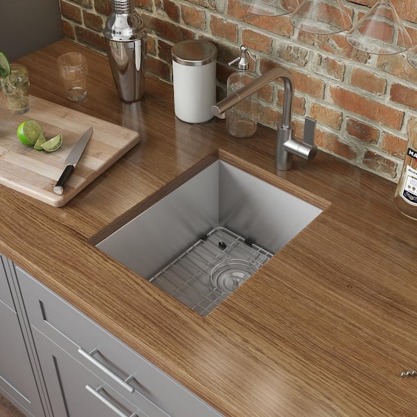 Nesta 16 in. Undermount SIngle Bowl 16-Gauge Stainless Steel Bar Prep Kitchen Sink