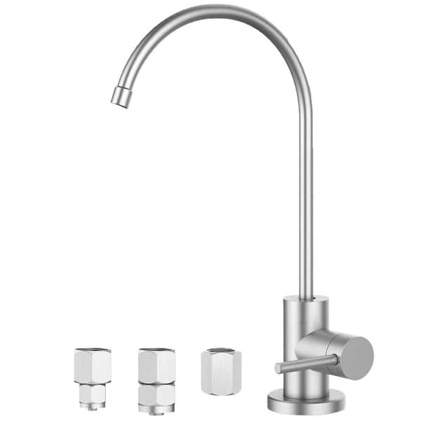 Single Handle Beverage Faucet with Anti-Drip 360° Swivel Spout Leak-Proof Stainless Steel in Brushed Silver Finish