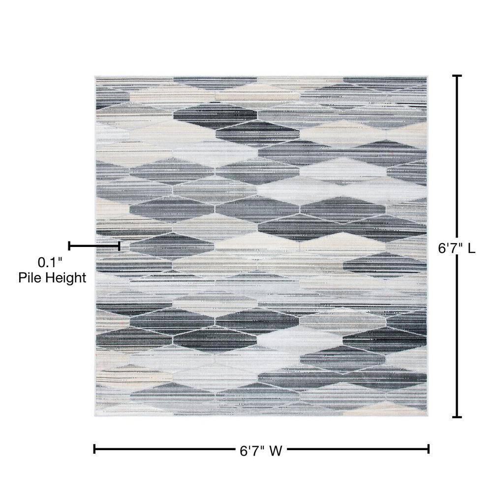 Montage Grey and Dark Grey Synthetic Square Area Rug