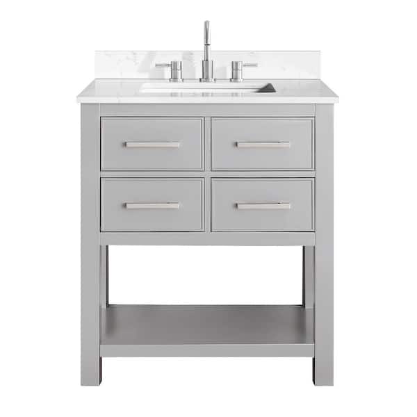 Brooks 31 in. Single Sink Chilled Gray Bath Vanity with Cala White Engineered Stone Top